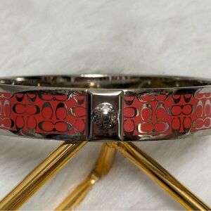 Coach Coral and Silver Patterned Bangle